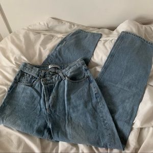 Asymmetrical yesstyle jeans.